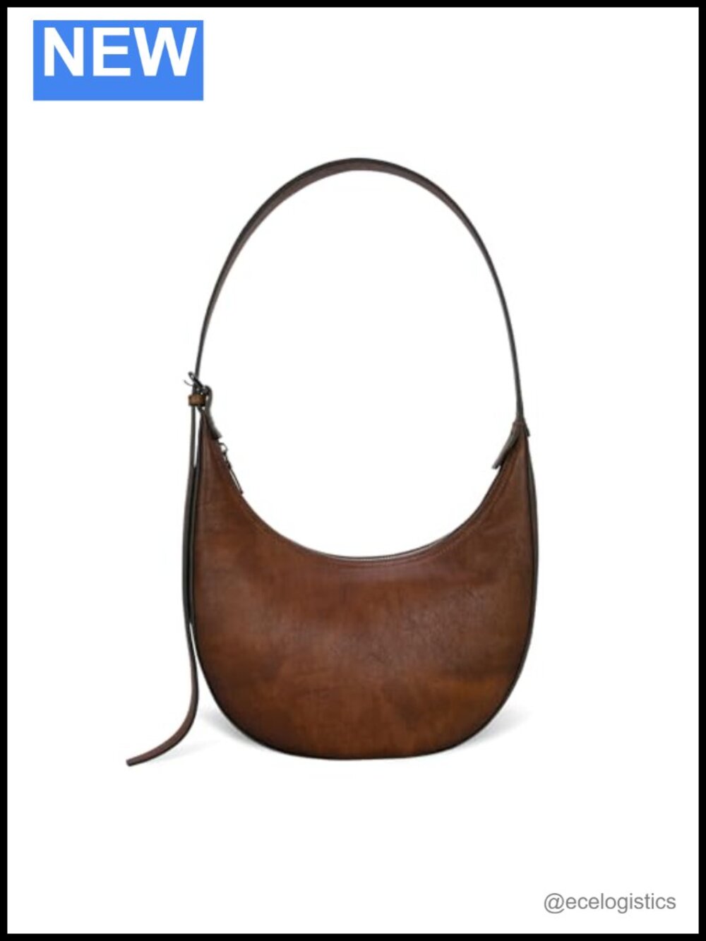 Genuine Leather Crossbody Bag for Women - Adjustable Strap Crescent Hobo Purse